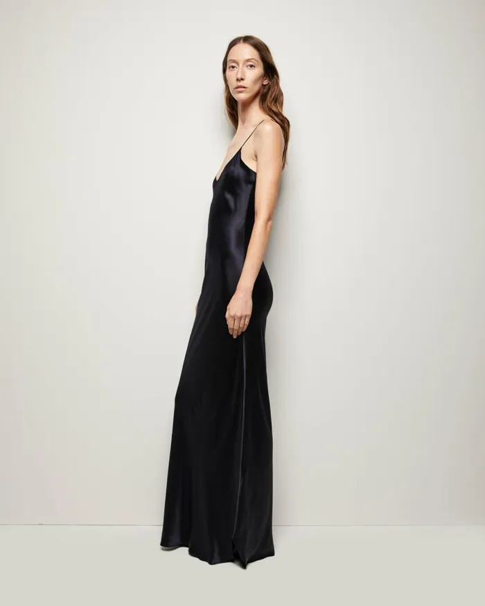 Nili Lotan CAMI SILK GOWN Dark Brown Women Dresses and Skirts