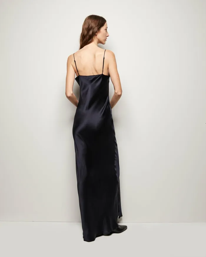 Nili Lotan CAMI SILK GOWN Dark Brown Women Dresses and Skirts