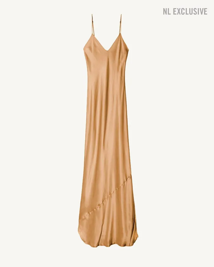 Nili Lotan CAMI SILK GOWN Dark Brown Women Dresses and Skirts