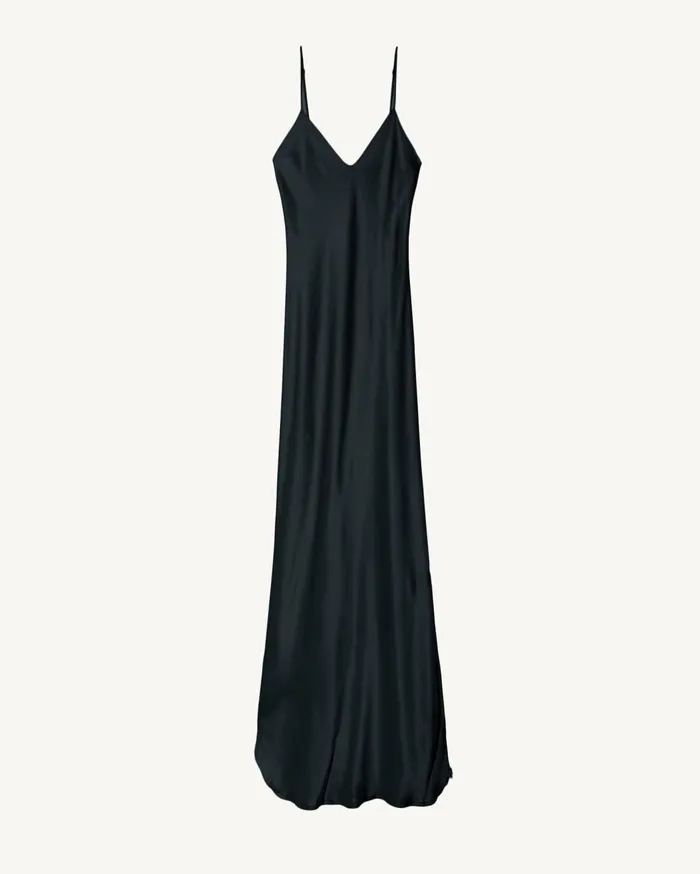 Nili Lotan CAMI SILK GOWN Dark Brown Women Dresses and Skirts