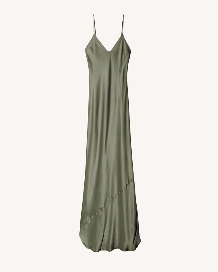 Nili Lotan CAMI SILK GOWN Dark Brown Women Dresses and Skirts