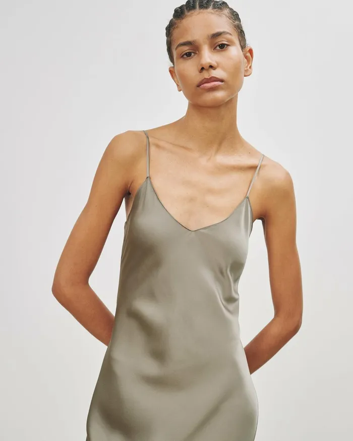Nili Lotan CAMI SILK GOWN Dark Brown Women Dresses and Skirts