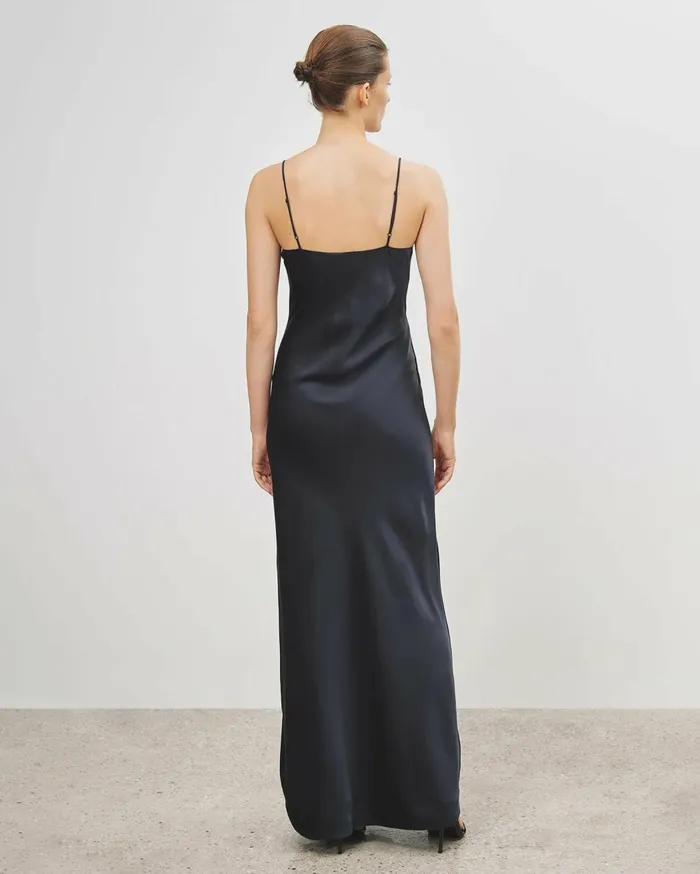 Nili Lotan CAMI SILK GOWN Dark Brown Women Dresses and Skirts