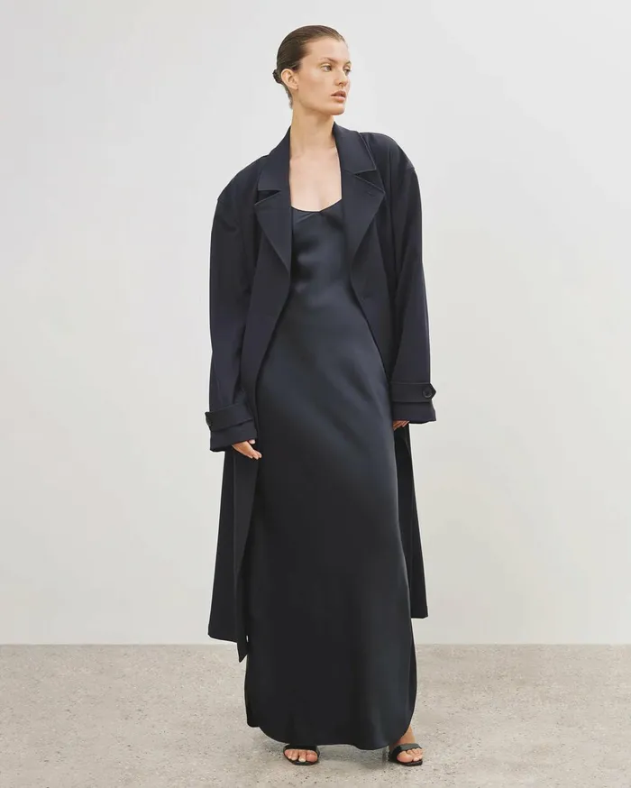 Nili Lotan CAMI SILK GOWN Dark Brown Women Dresses and Skirts