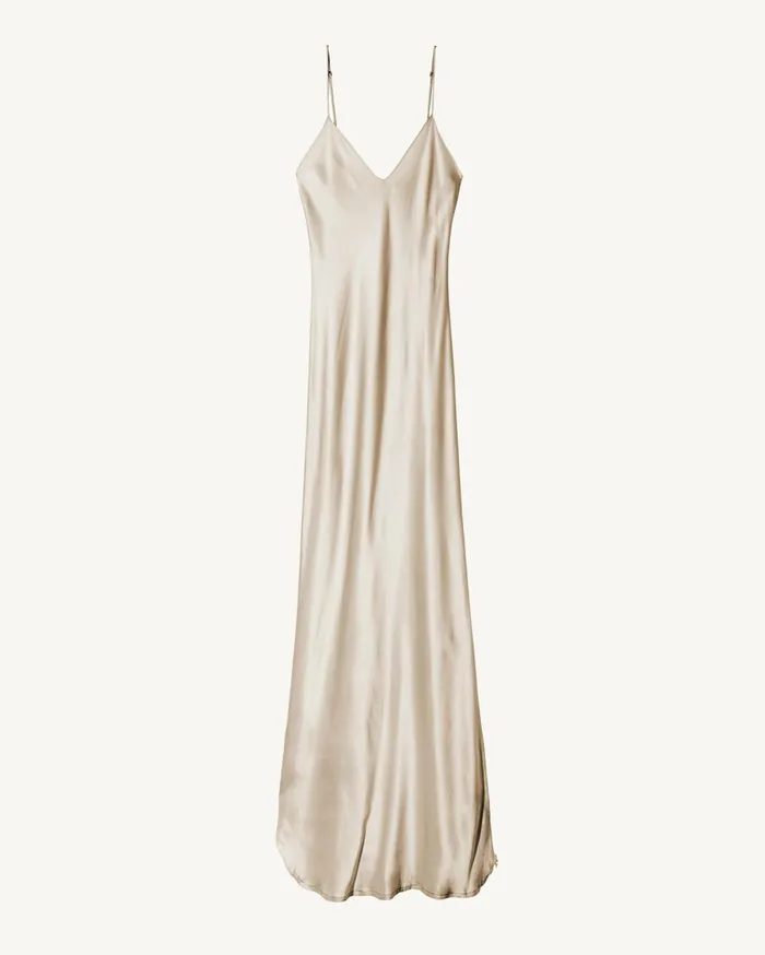 Nili Lotan CAMI SILK GOWN Dark Brown Women Dresses and Skirts