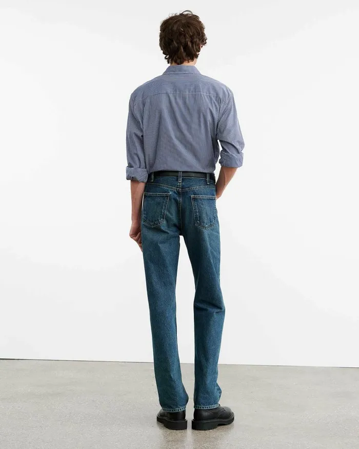 Nili Lotan DECLAN SHIRT Navy Vichy Check Men Shirts