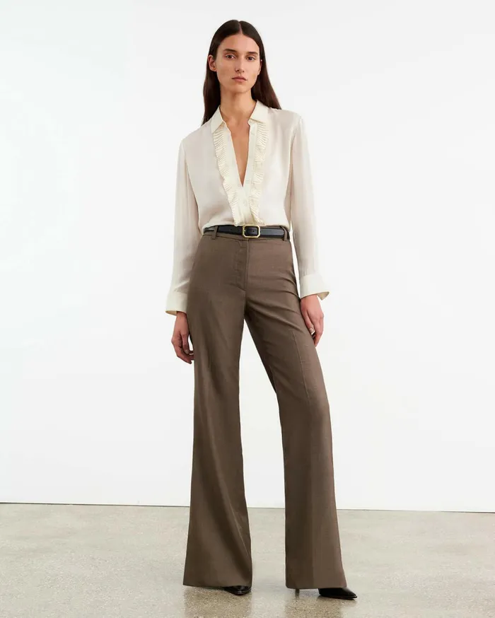 Nili Lotan EFFY PANT Taupe Grey Women Pants and Shorts
