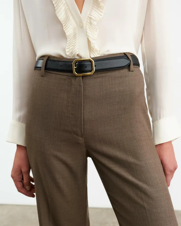 Nili Lotan EFFY PANT Taupe Grey Women Pants and Shorts