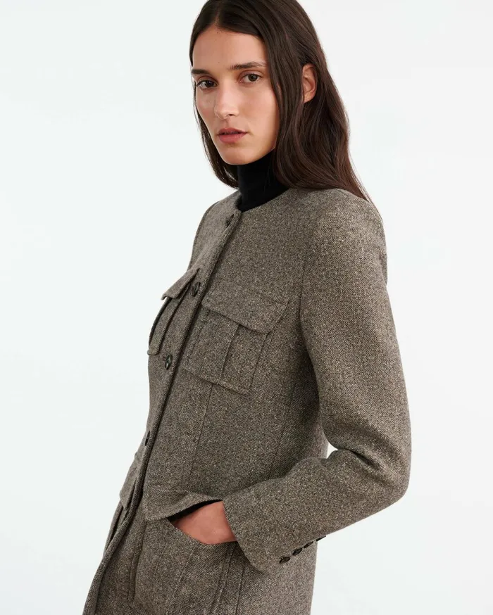 Nili Lotan GABRIELLA JACKET Feather Grey Donagal Women Jackets and Blazers