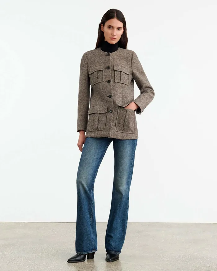 Nili Lotan GABRIELLA JACKET Feather Grey Donagal Women Jackets and Blazers