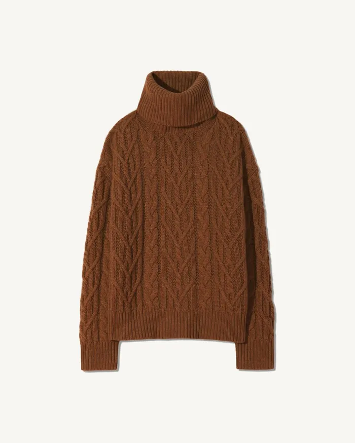 Nili Lotan GIGI CASHMERE TURTLENECK SWEATER Coffee Women Knits and Sweaters