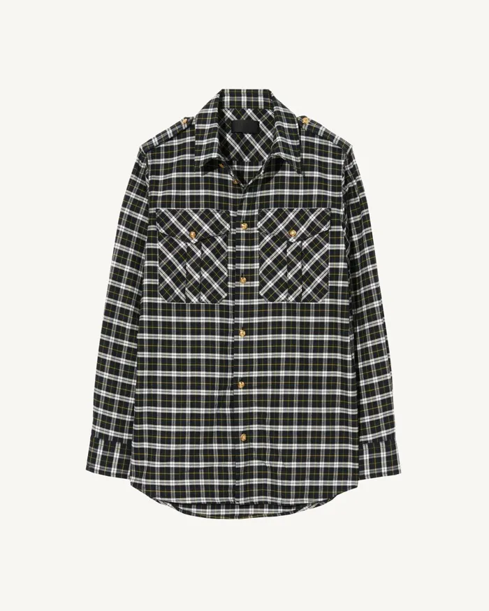 Nili Lotan JEANETTE TOP Blackgreen Plaid Women Tops