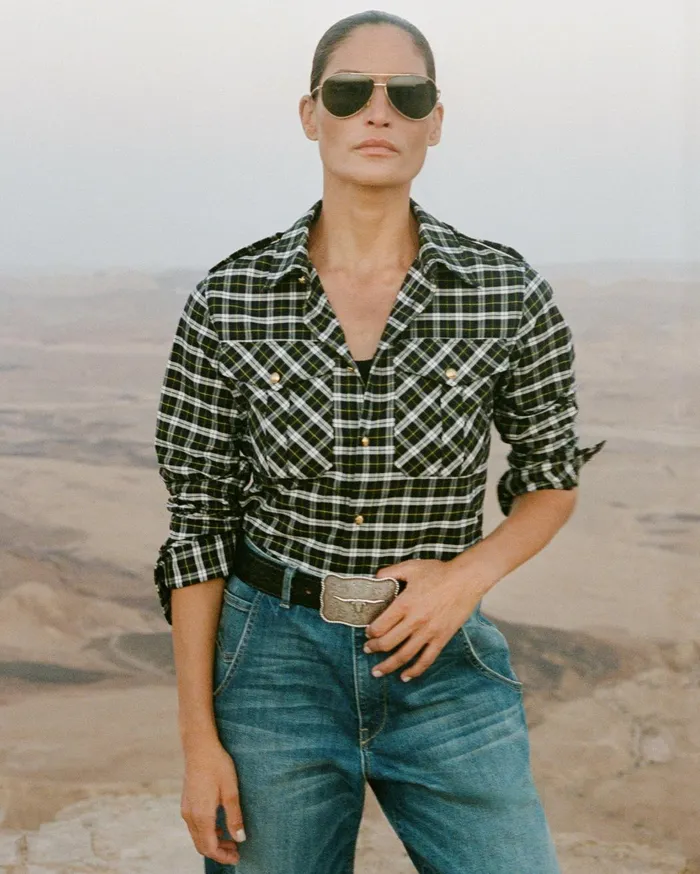 Nili Lotan JEANETTE TOP Blackgreen Plaid Women Tops