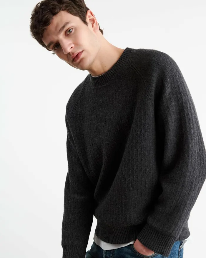 Nili Lotan KADIR SWEATER Charcoal Melange Men Sweaters