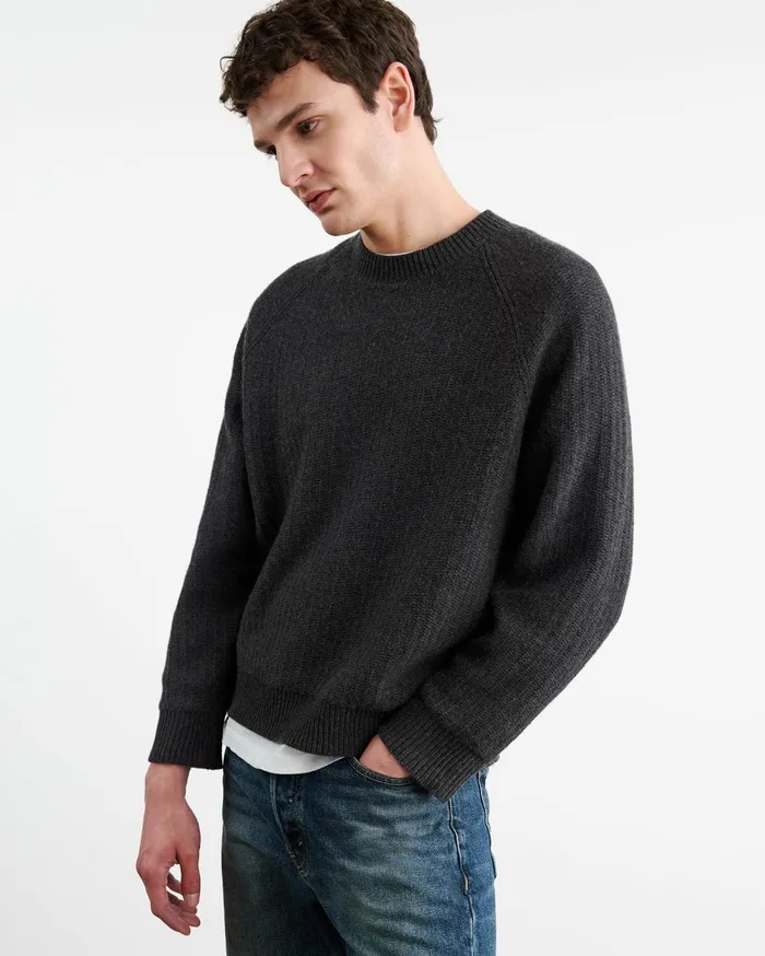 Nili Lotan KADIR SWEATER Charcoal Melange Men Sweaters