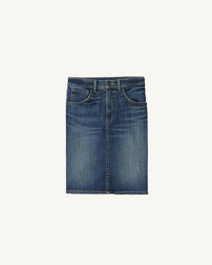 Nili Lotan MICAH DENIM SKIRT Classic Wash Women Dresses and Skirts