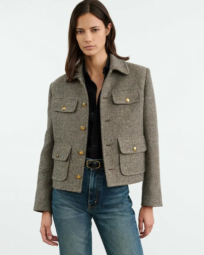 Nili Lotan PAOLA JACKET Feather Grey Donagal Women Jackets and Blazers