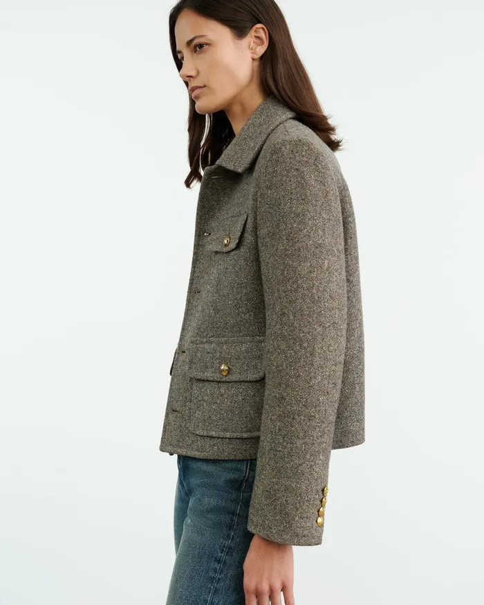 Nili Lotan PAOLA JACKET Feather Grey Donagal Women Jackets and Blazers