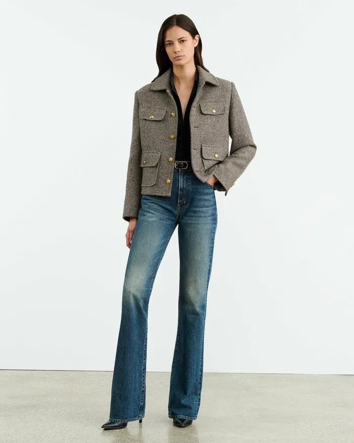 Nili Lotan PAOLA JACKET Feather Grey Donagal Women Jackets and Blazers