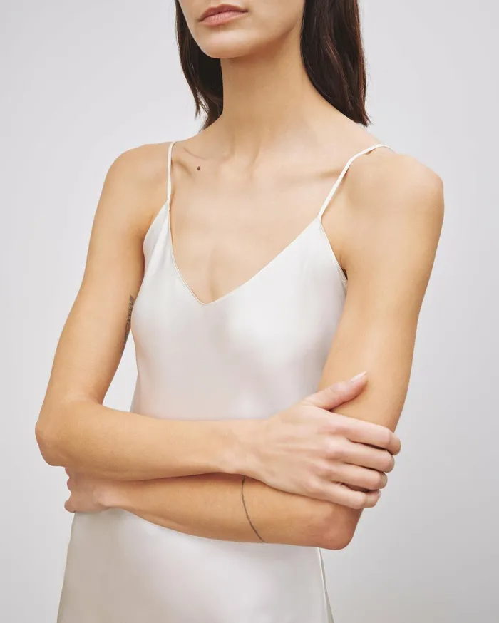 Nili Lotan SHORT CAMI DRESS Ivory Women Dresses and Skirts