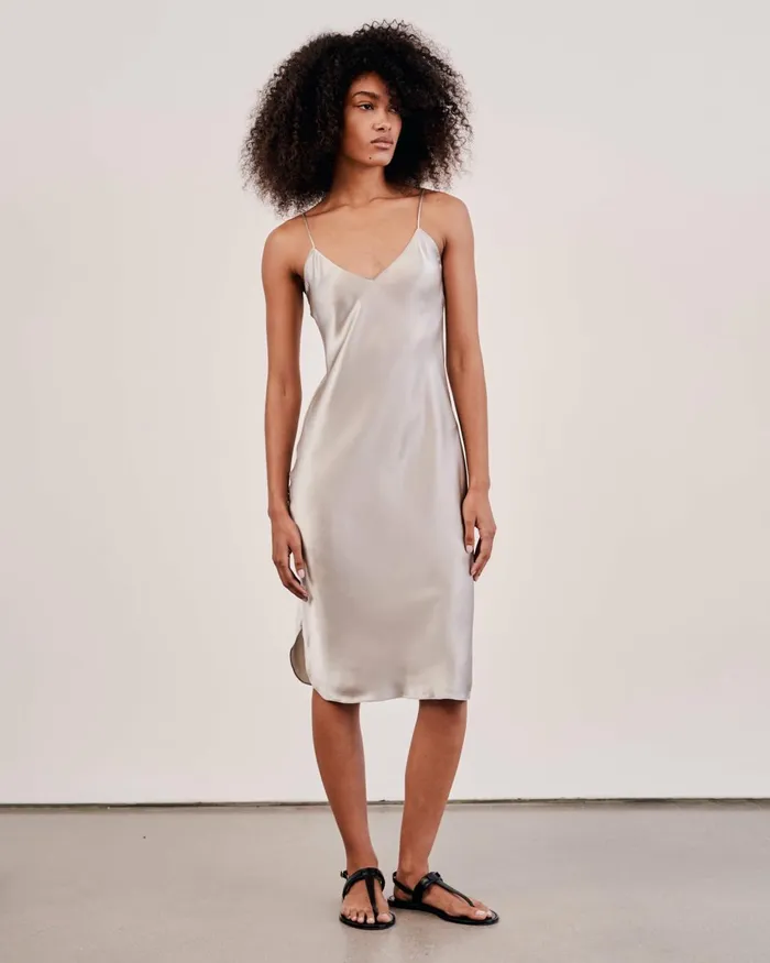 Nili Lotan SHORT CAMI DRESS Ivory Women Dresses and Skirts