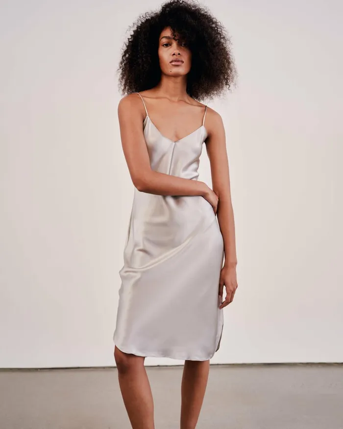 Nili Lotan SHORT CAMI DRESS Ivory Women Dresses and Skirts