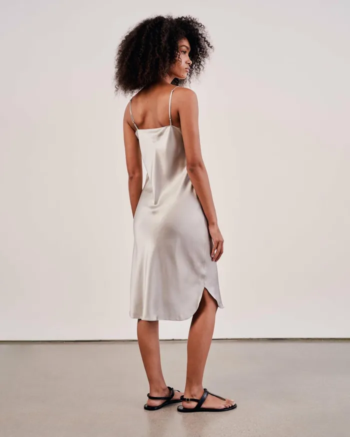 Nili Lotan SHORT CAMI DRESS Ivory Women Dresses and Skirts