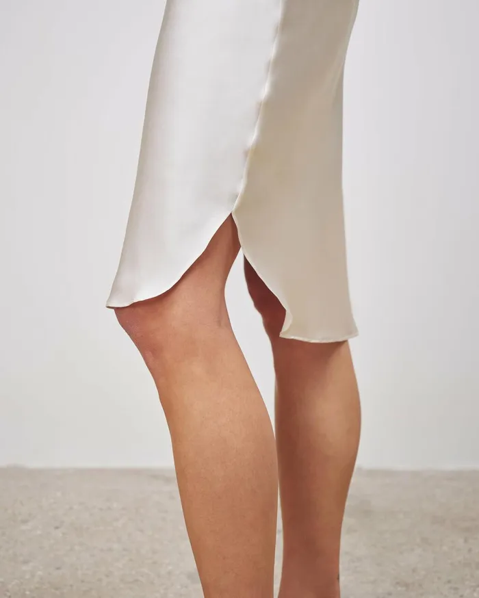 Nili Lotan SHORT CAMI DRESS Ivory Women Dresses and Skirts
