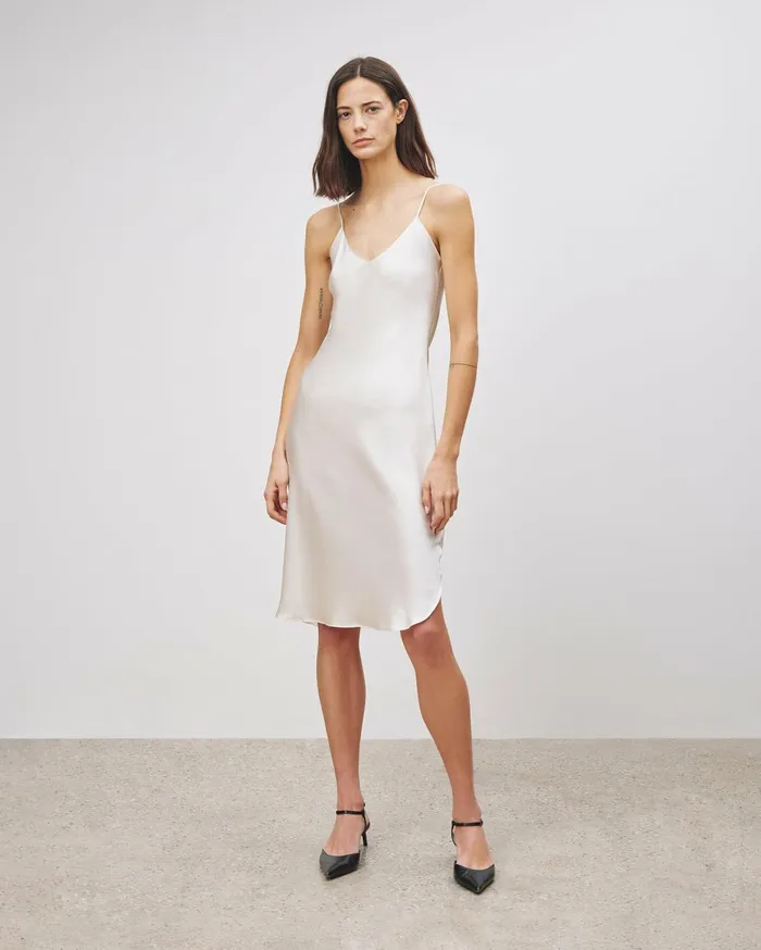 Nili Lotan SHORT CAMI DRESS Ivory Women Dresses and Skirts