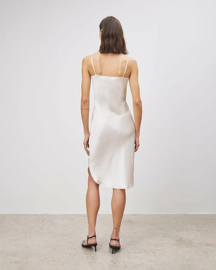 Nili Lotan SHORT CAMI DRESS Ivory Women Dresses and Skirts