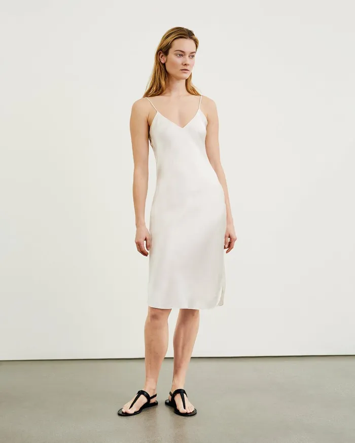 Nili Lotan SHORT CAMI DRESS Ivory Women Dresses and Skirts