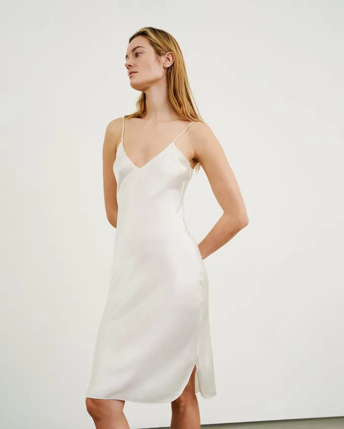 Nili Lotan SHORT CAMI DRESS Ivory Women Dresses and Skirts