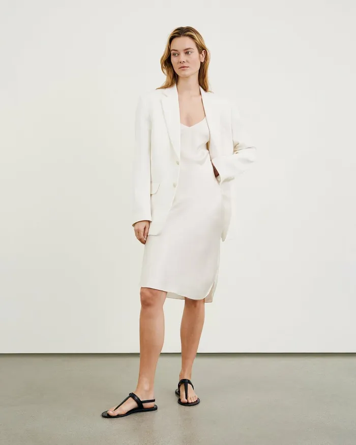 Nili Lotan SHORT CAMI DRESS Ivory Women Dresses and Skirts