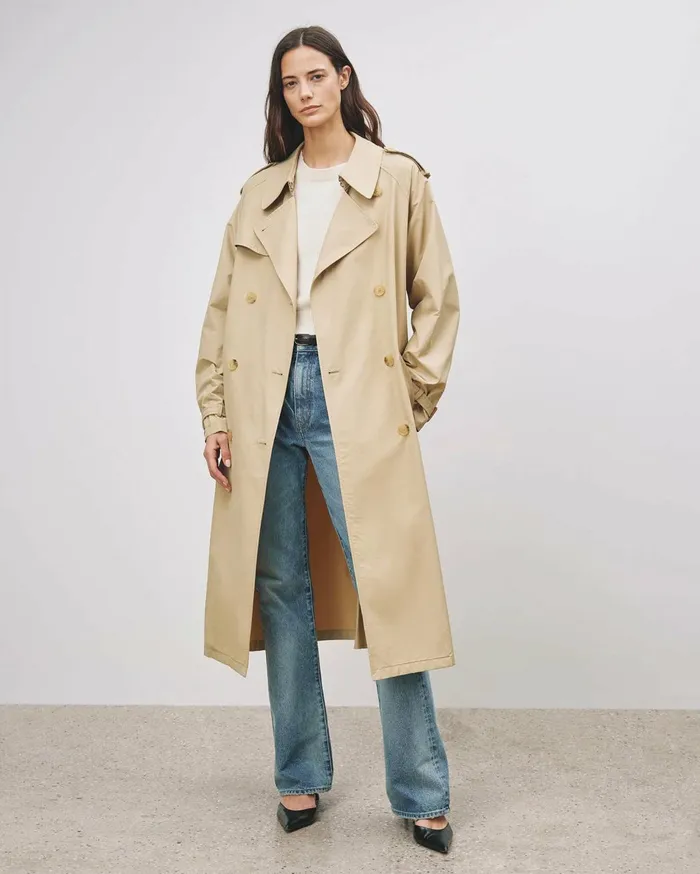 Nili Lotan TANNER TRENCH COAT Khaki Women Coats and Outerwear