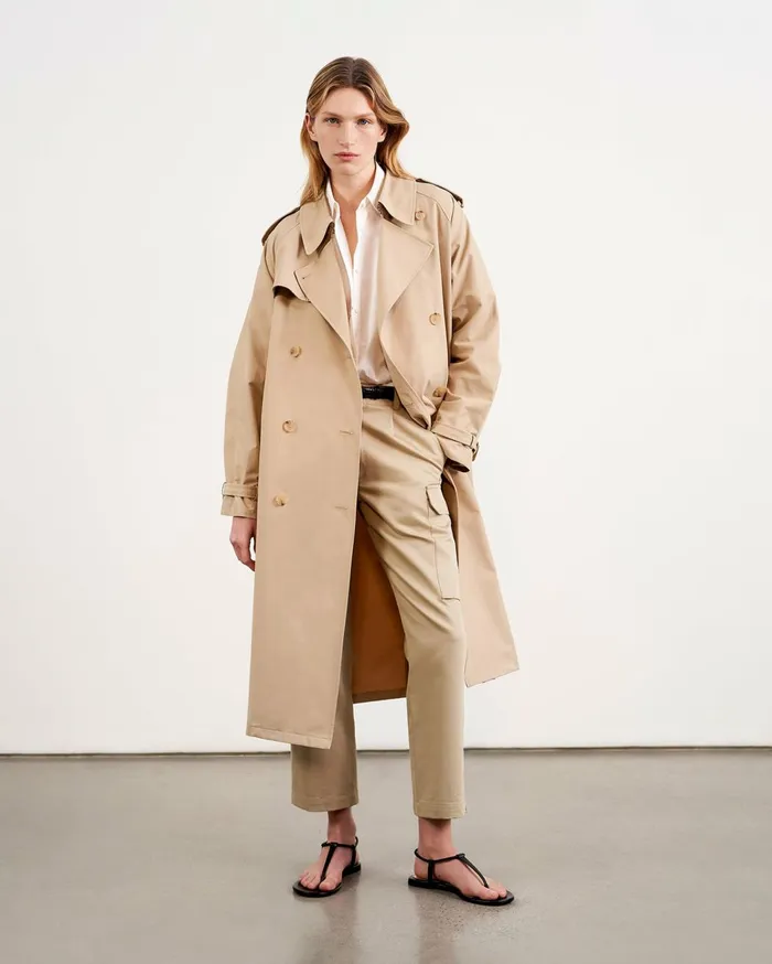 Nili Lotan TANNER TRENCH COAT Khaki Women Coats and Outerwear