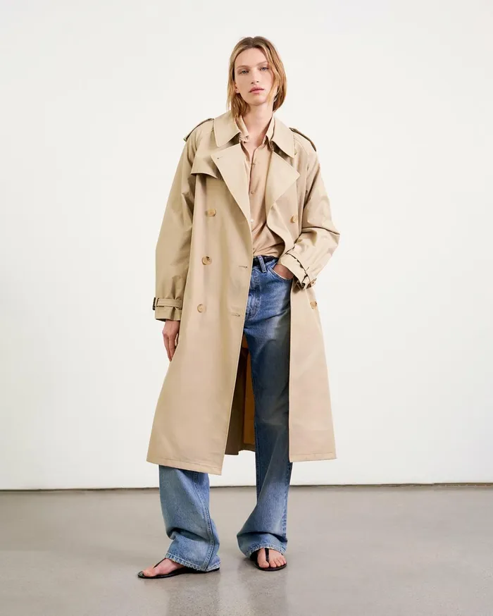 Nili Lotan TANNER TRENCH COAT Khaki Women Coats and Outerwear