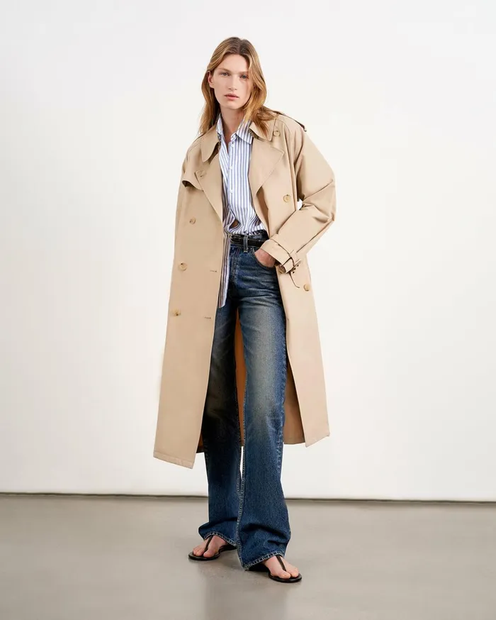 Nili Lotan TANNER TRENCH COAT Khaki Women Coats and Outerwear