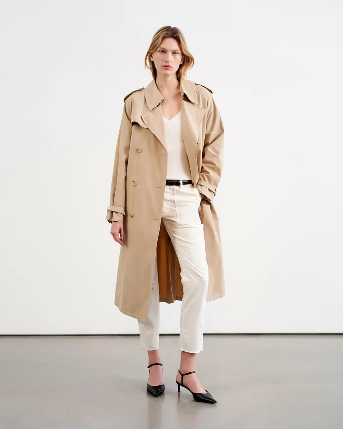 Nili Lotan TANNER TRENCH COAT Khaki Women Coats and Outerwear
