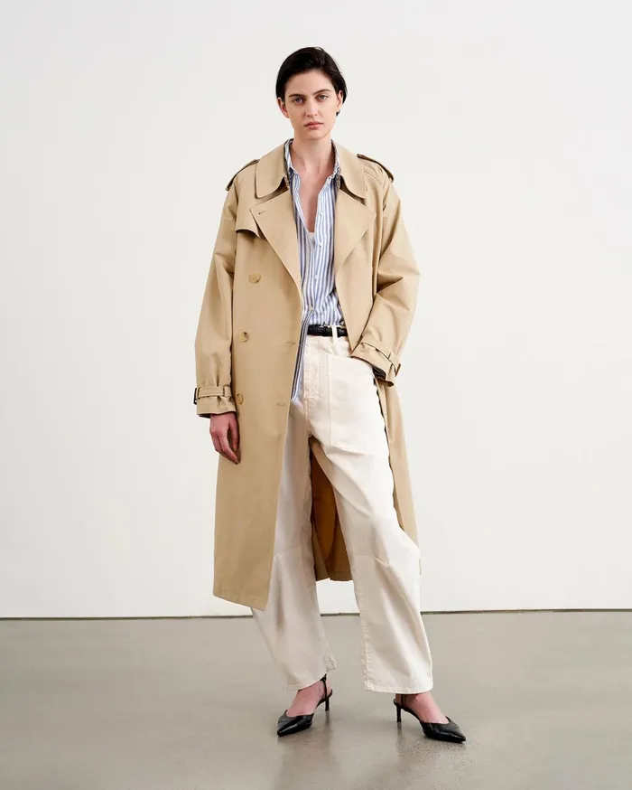 Nili Lotan TANNER TRENCH COAT Khaki Women Coats and Outerwear