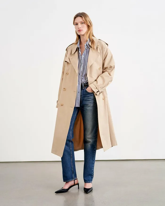 Nili Lotan TANNER TRENCH COAT Khaki Women Coats and Outerwear