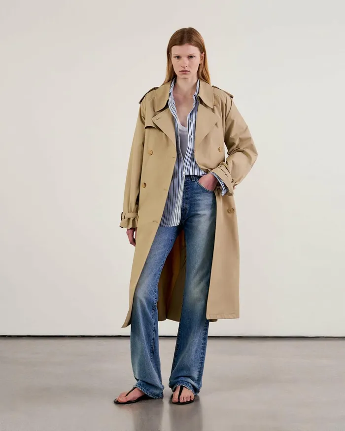 Nili Lotan TANNER TRENCH COAT Khaki Women Coats and Outerwear
