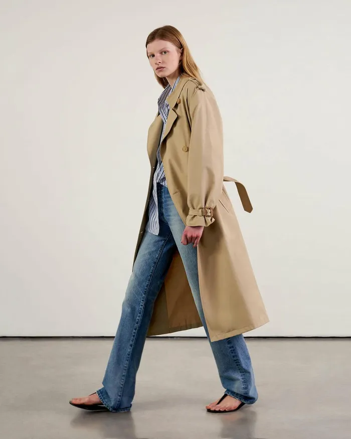 Nili Lotan TANNER TRENCH COAT Khaki Women Coats and Outerwear