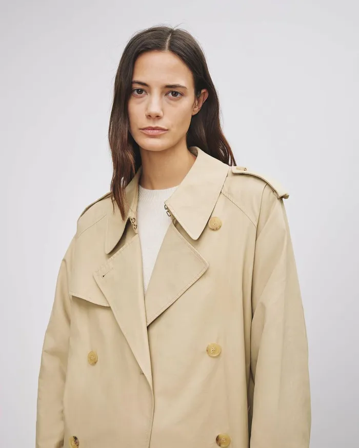Nili Lotan TANNER TRENCH COAT Khaki Women Coats and Outerwear