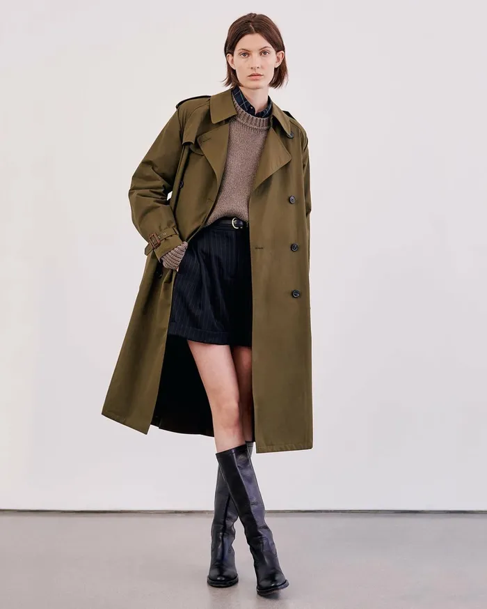 Nili Lotan TANNER TRENCH COAT Khaki Women Coats and Outerwear