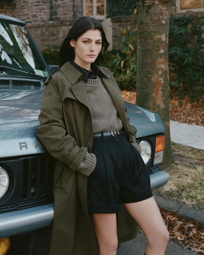 Nili Lotan TANNER TRENCH COAT Khaki Women Coats and Outerwear