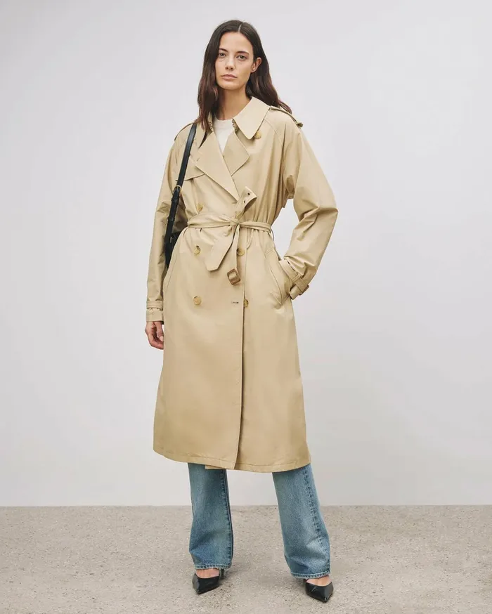Nili Lotan TANNER TRENCH COAT Khaki Women Coats and Outerwear