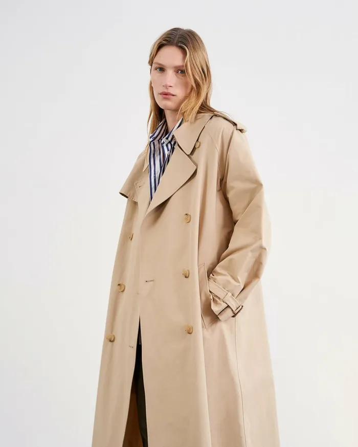 Nili Lotan TANNER TRENCH COAT Khaki Women Coats and Outerwear