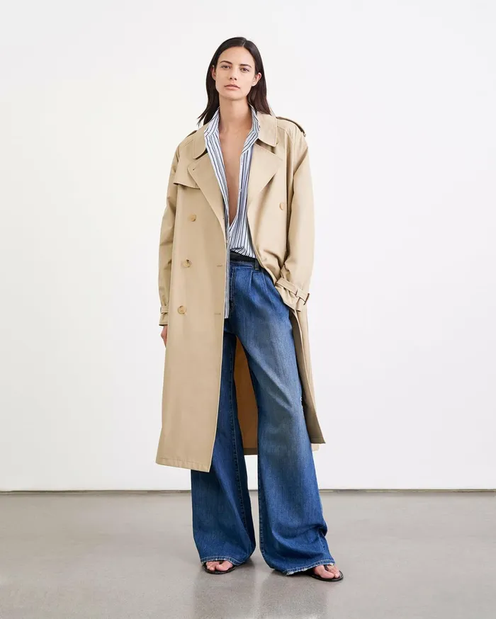 Nili Lotan TANNER TRENCH COAT Khaki Women Coats and Outerwear