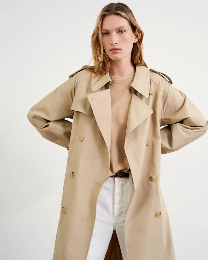 Nili Lotan TANNER TRENCH COAT Khaki Women Coats and Outerwear