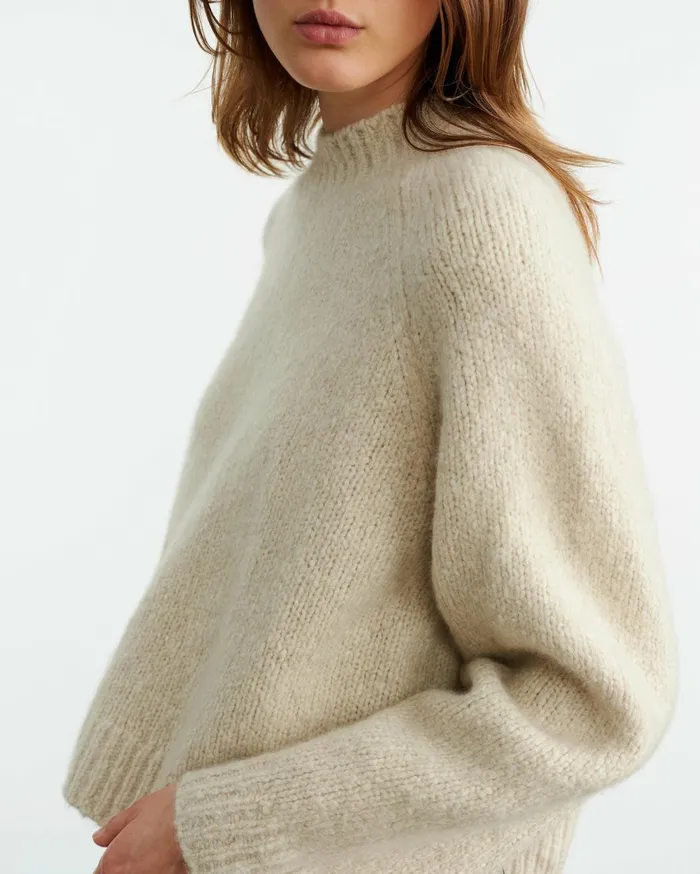 Nili Lotan TOMASO SWEATER Beige Melange Women Knits and Sweaters